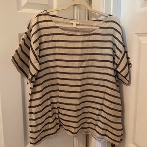 Eileen Fisher white and gray stripped top